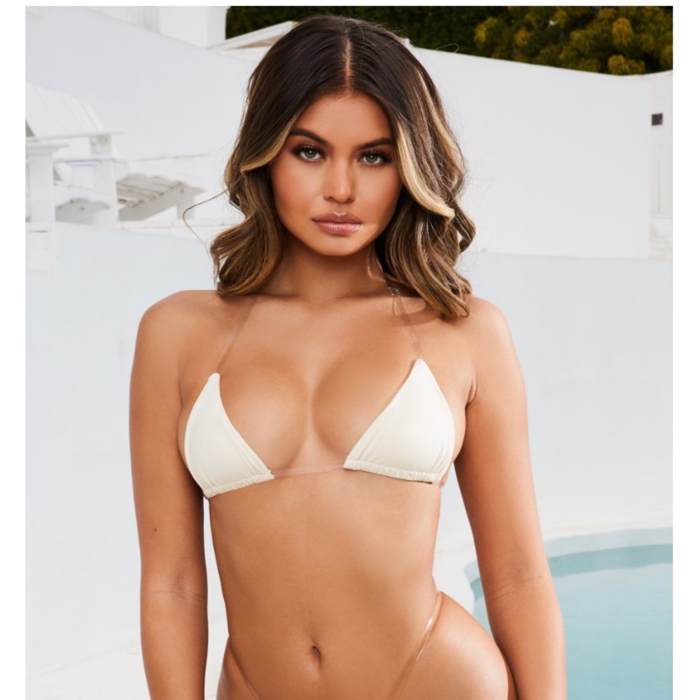 MICRO CREAM/ white bikini TOP ONLY